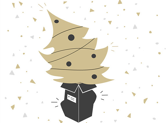 ¿Que hay en el cartón aparte del árbol navideño?